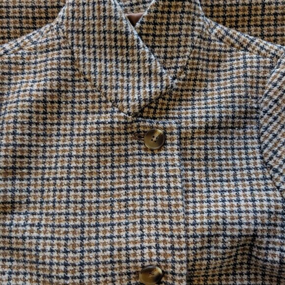Old Navy Soft-Brushed Houndstooth Plaid Wool Blend Button Front Coat Medium - Picture 3 of 5
